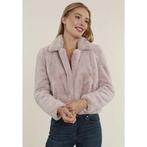 Blank NYC Plush Faux Fur Cropped Jacket Dusty Rose Size XS NWT Wedding Guest